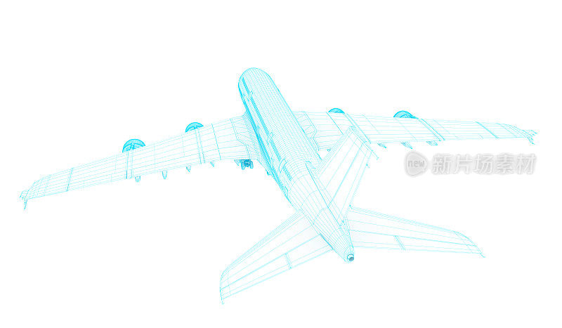 3D草图架构抽象蓝色商用飞机A380 2